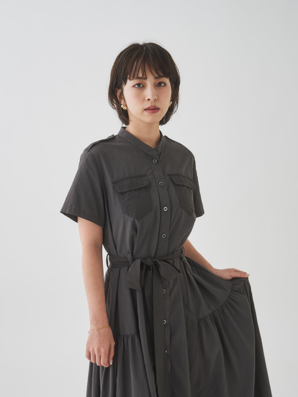 【洗える】ミリタリーサマードレス
