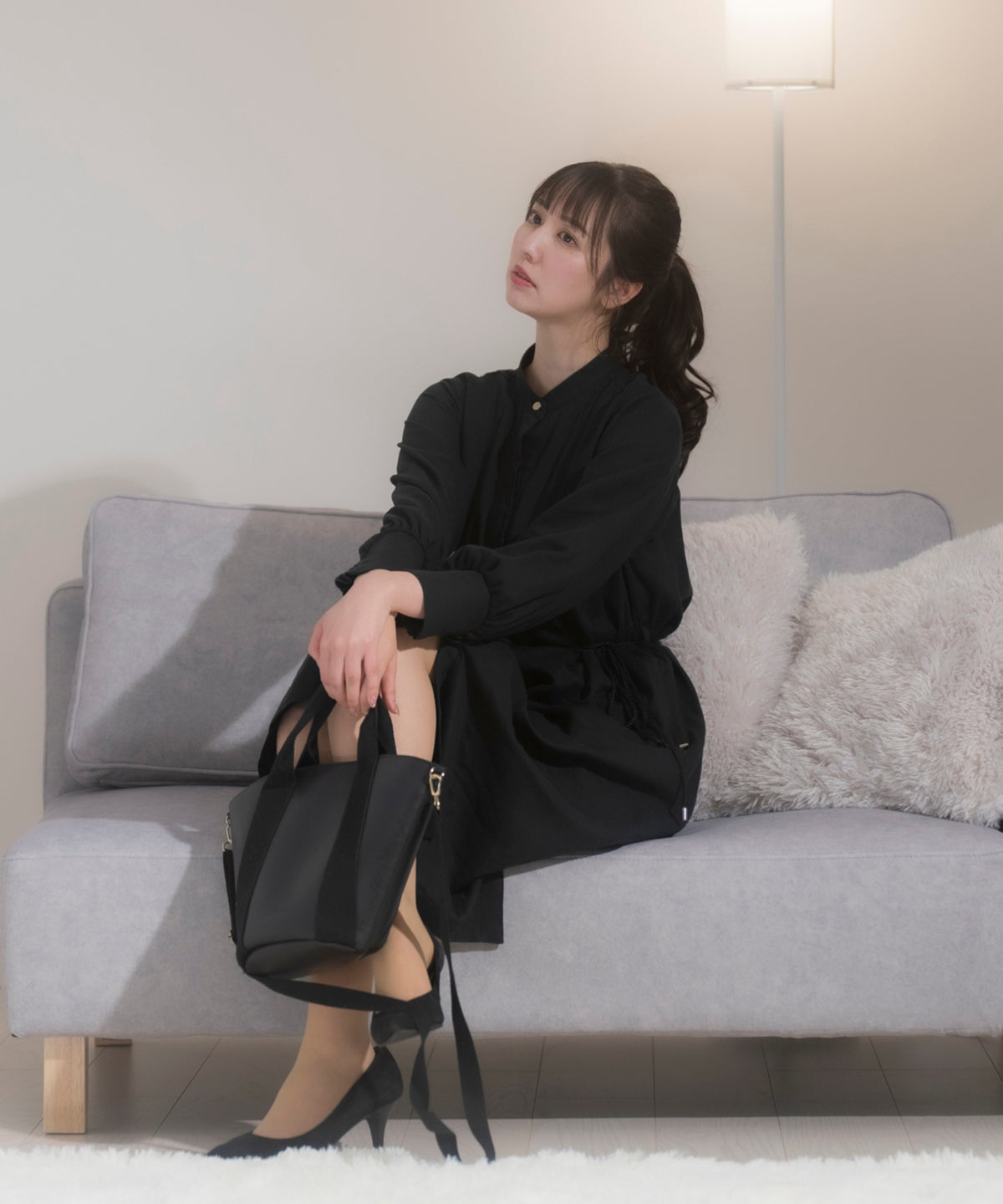 【洗える】Wガーゼ長袖ワンピース(オーガニックコットン使用)