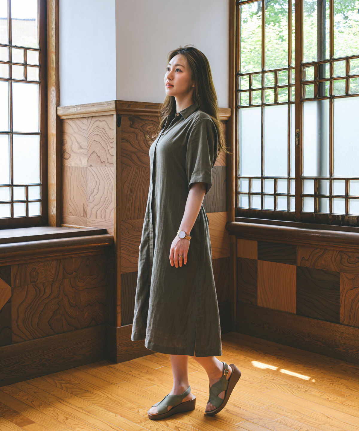 【洗える】【オーガニックコットン】Wガーゼワンピース