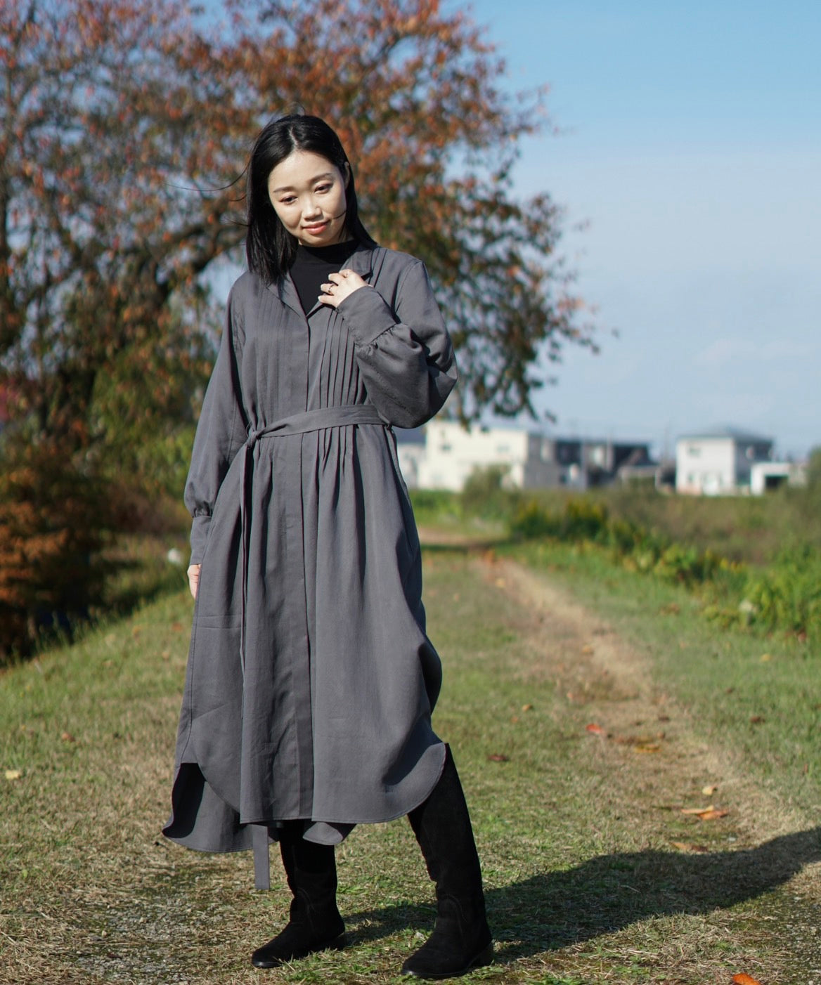 【返品送料無料!おうち試着室】マルチWAYピンタックワンピース