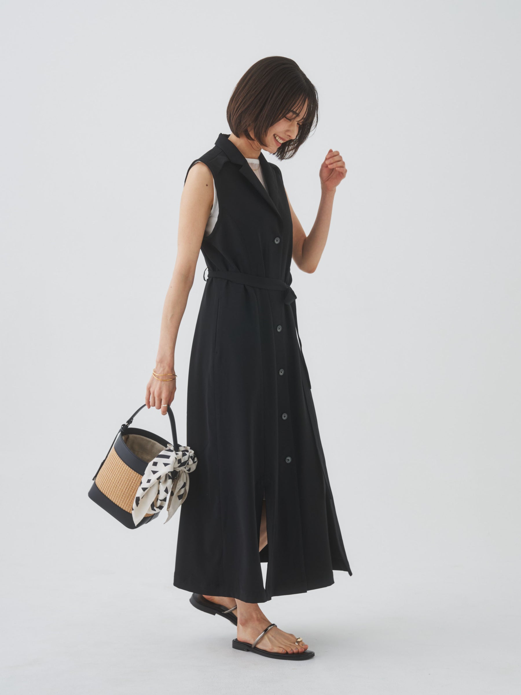 3/13(金)21:00発売開始【洗える】ノースリーブチェスターワンピース