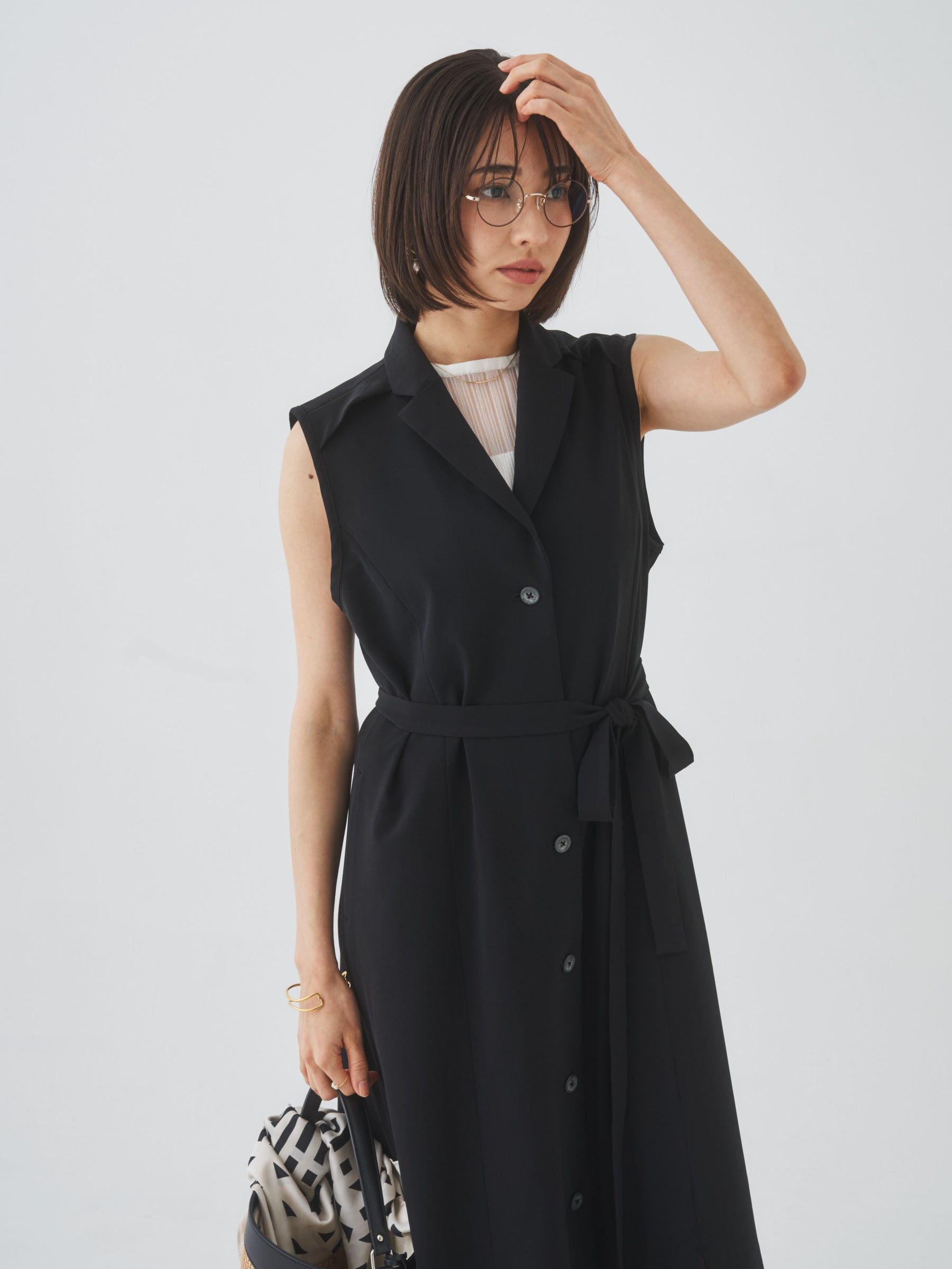 3/13(金)21:00発売開始【洗える】ノースリーブチェスターワンピース