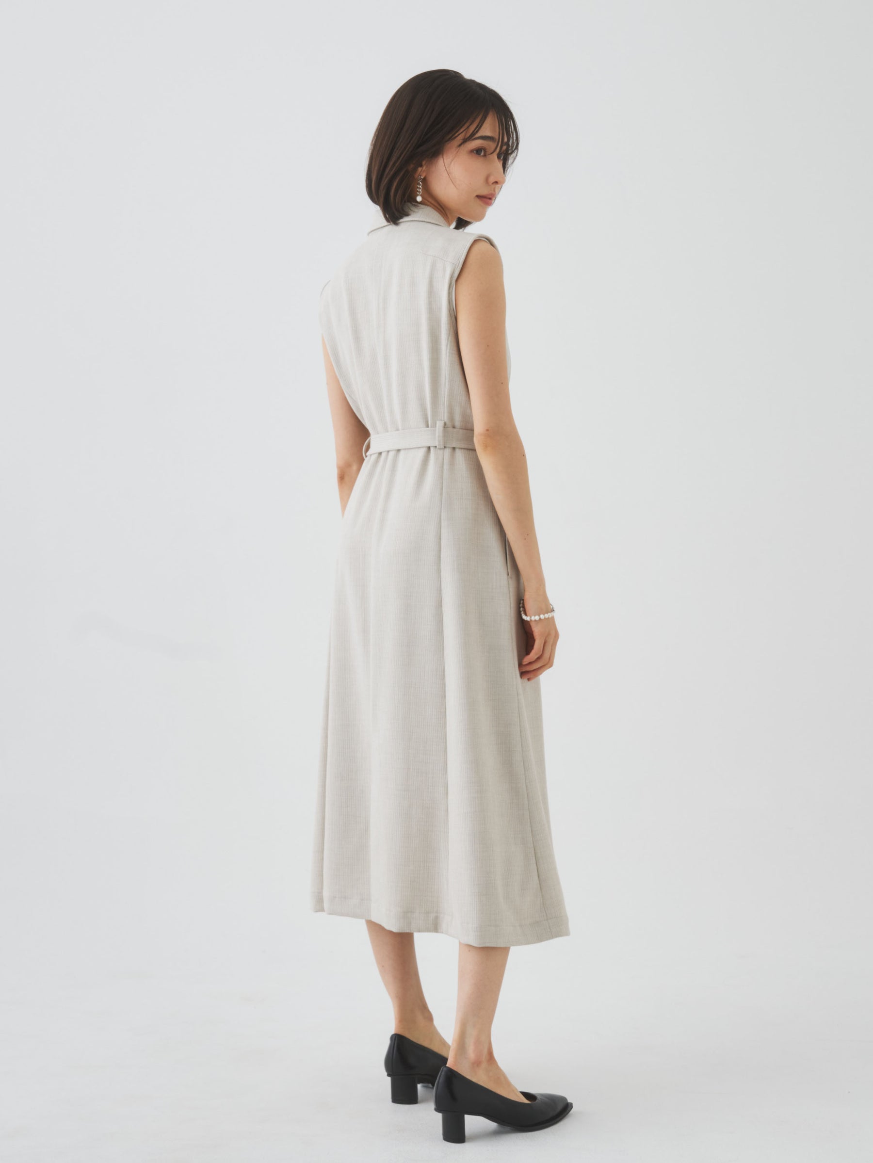 3/13(金)21:00発売開始【洗える】ノースリーブチェスターワンピース