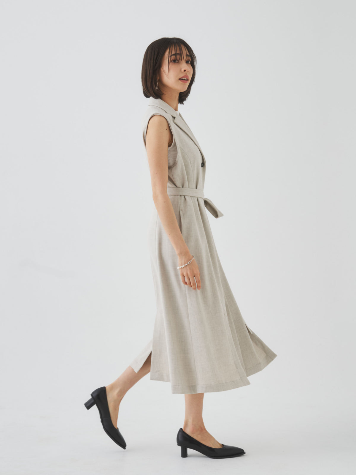 3/13(金)21:00発売開始【洗える】ノースリーブチェスターワンピース