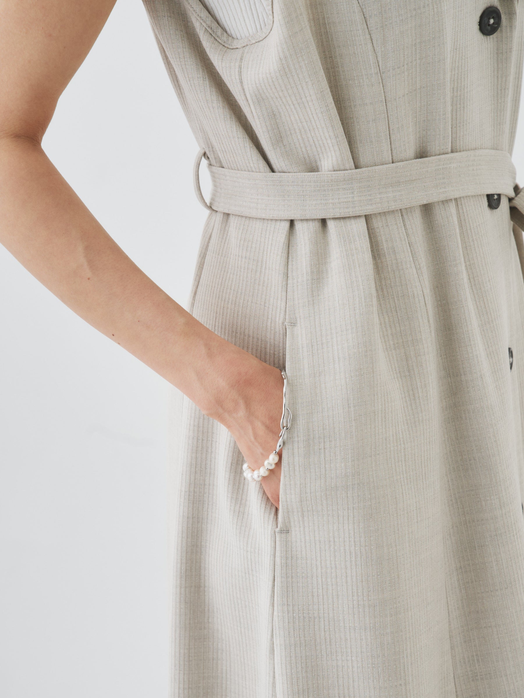 3/13(金)21:00発売開始【洗える】ノースリーブチェスターワンピース