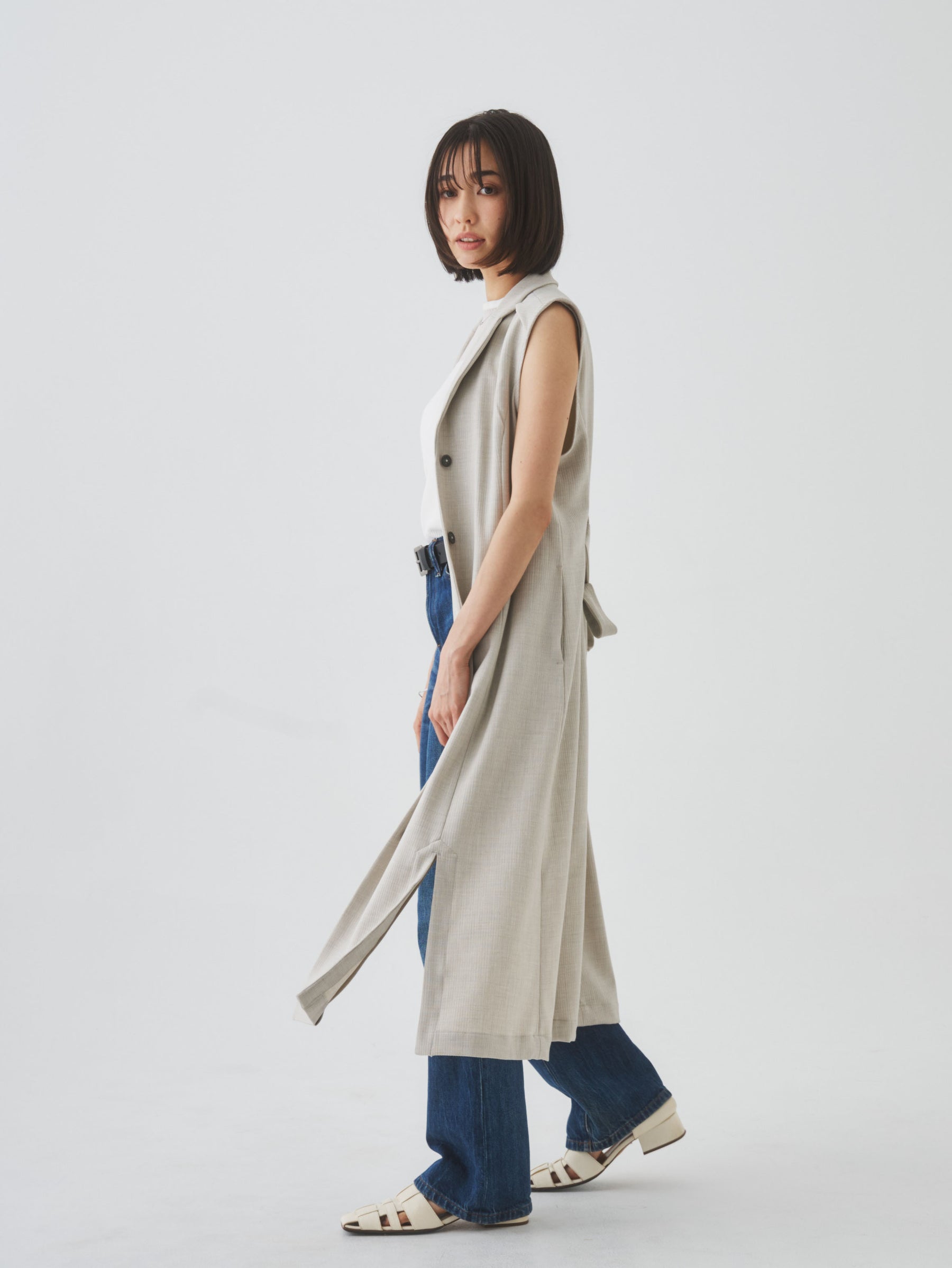 3/13(金)21:00発売開始【洗える】ノースリーブチェスターワンピース