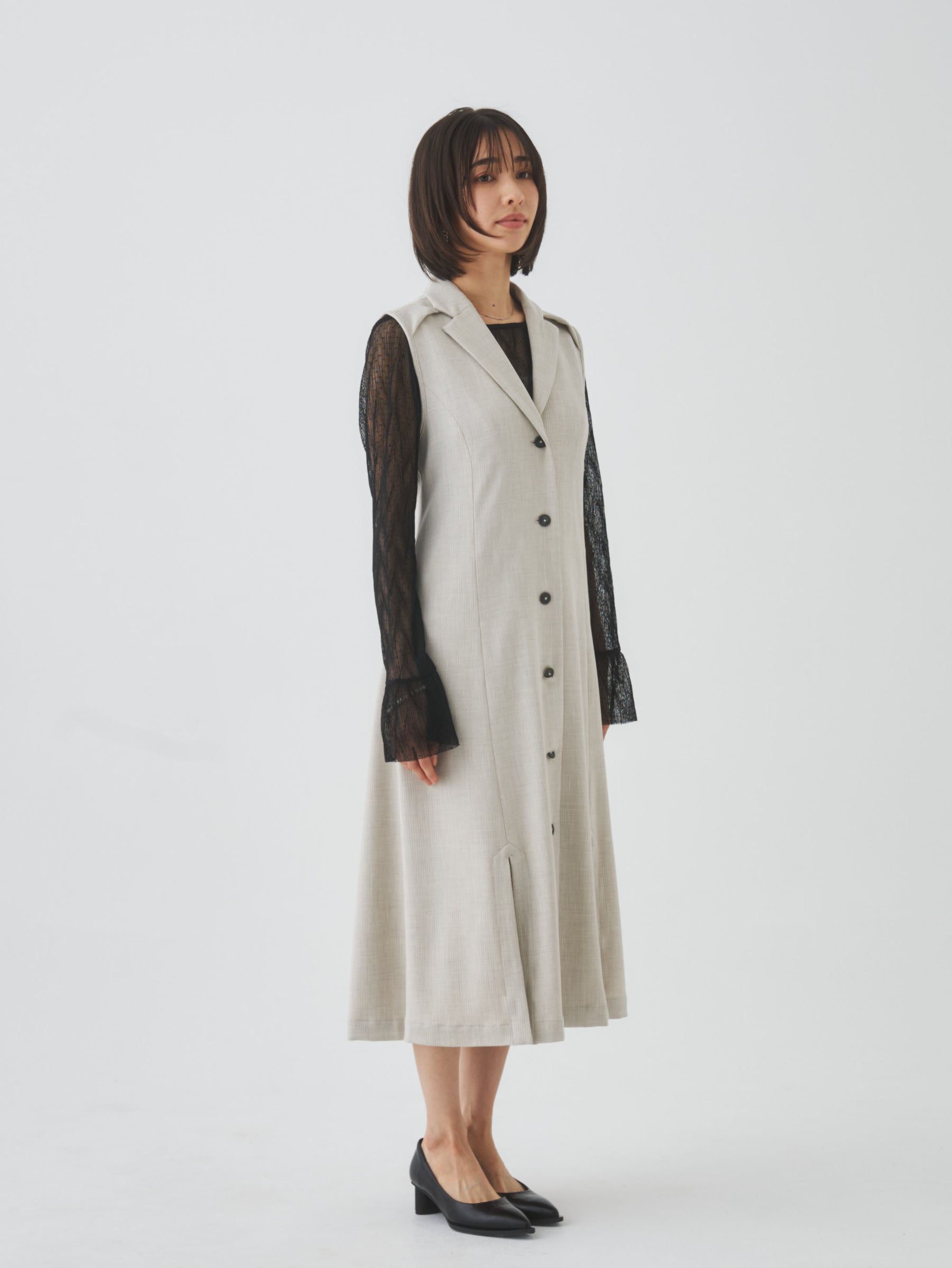 3/13(金)21:00発売開始【洗える】ノースリーブチェスターワンピース