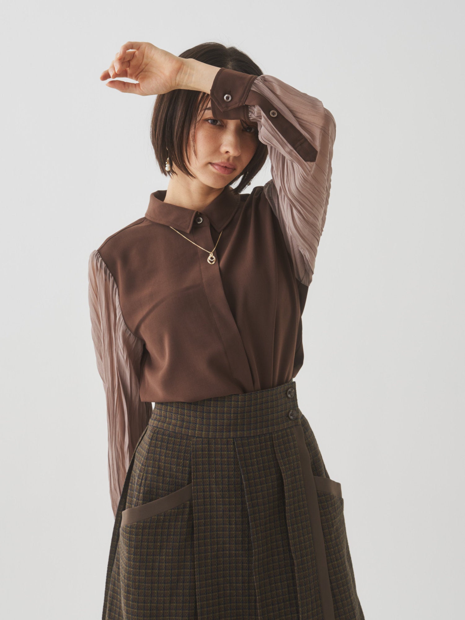 【10月末お届け予定】チェックプリーツ巻きスカート