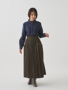 【10月末お届け予定】チェックプリーツ巻きスカート
