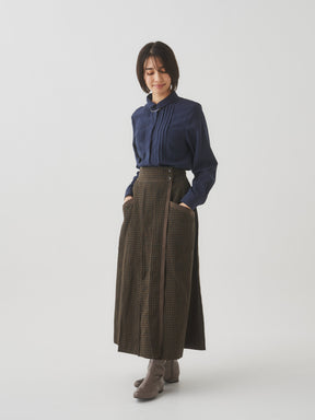 【10月末お届け予定】チェックプリーツ巻きスカート