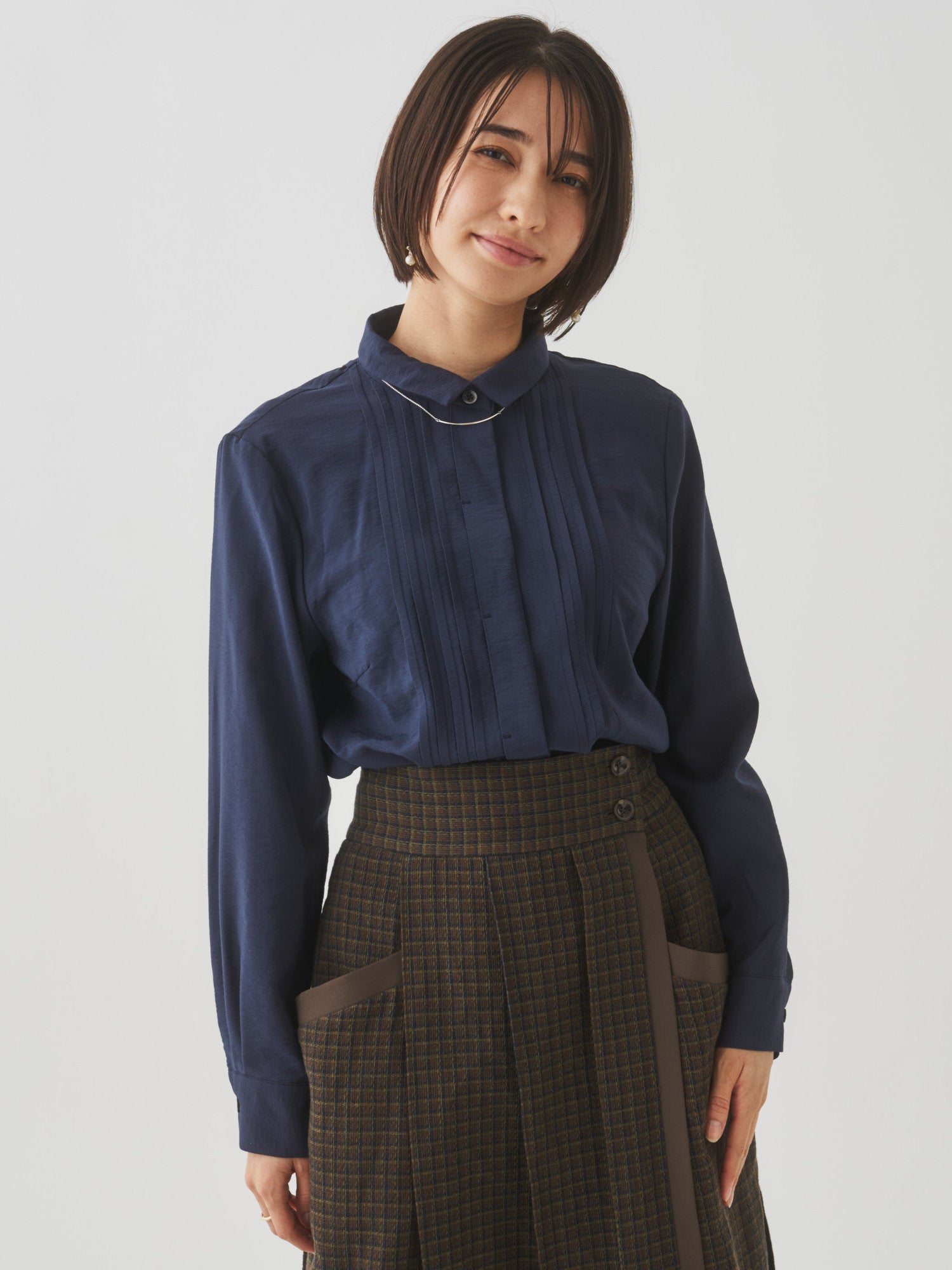 【10月末お届け予定】チェックプリーツ巻きスカート