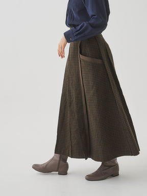 【10月末お届け予定】チェックプリーツ巻きスカート
