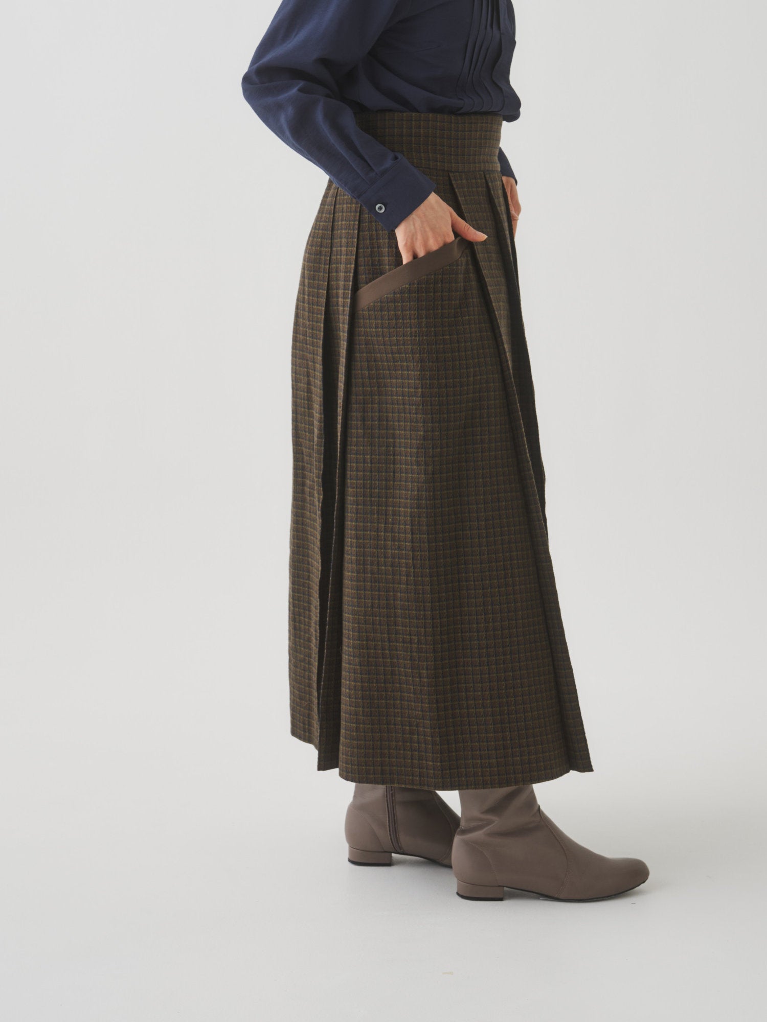 【10月末お届け予定】チェックプリーツ巻きスカート