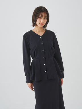 3/20(金)11:00発売開始【洗える】スウェットな着心地ペプラムブラウス