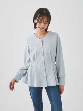 3/20(金)11:00発売開始【洗える】スウェットな着心地ペプラムブラウス