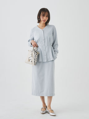 3/20(金)11:00発売開始【洗える】スウェットな着心地ペプラムブラウス