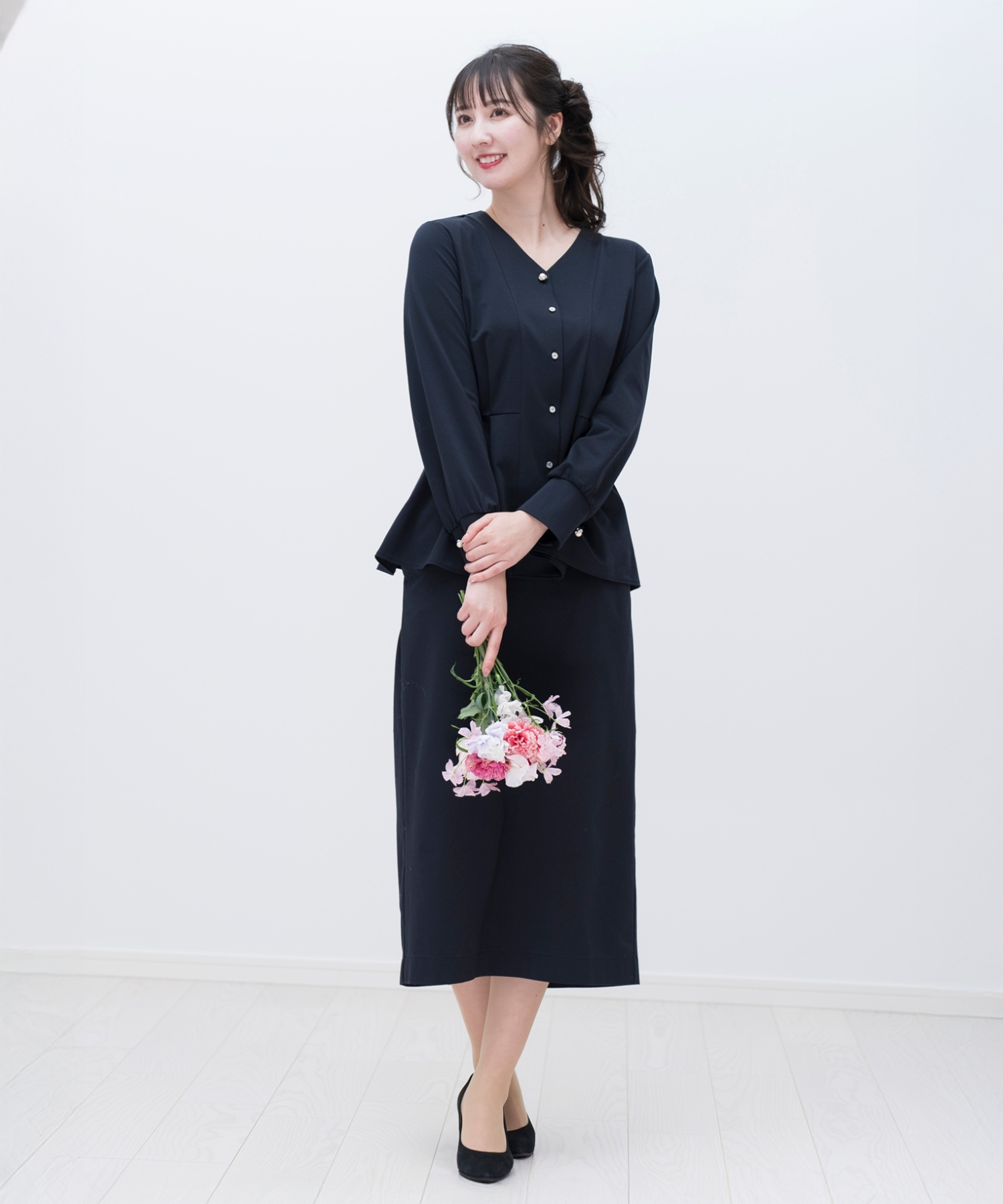 3/20(金)11:00発売開始【洗える】スウェットな着心地ペプラムブラウス