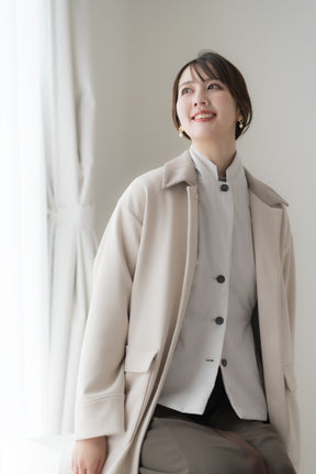 【洗える】エコスエードステンカラーコート