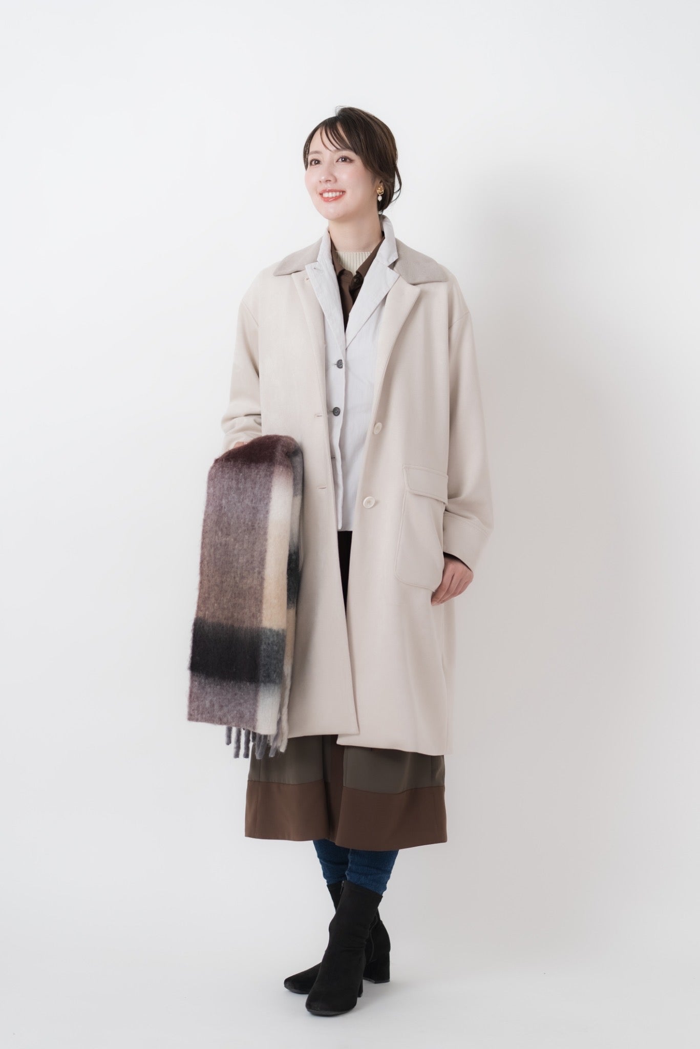 【洗える】エコスエードステンカラーコート