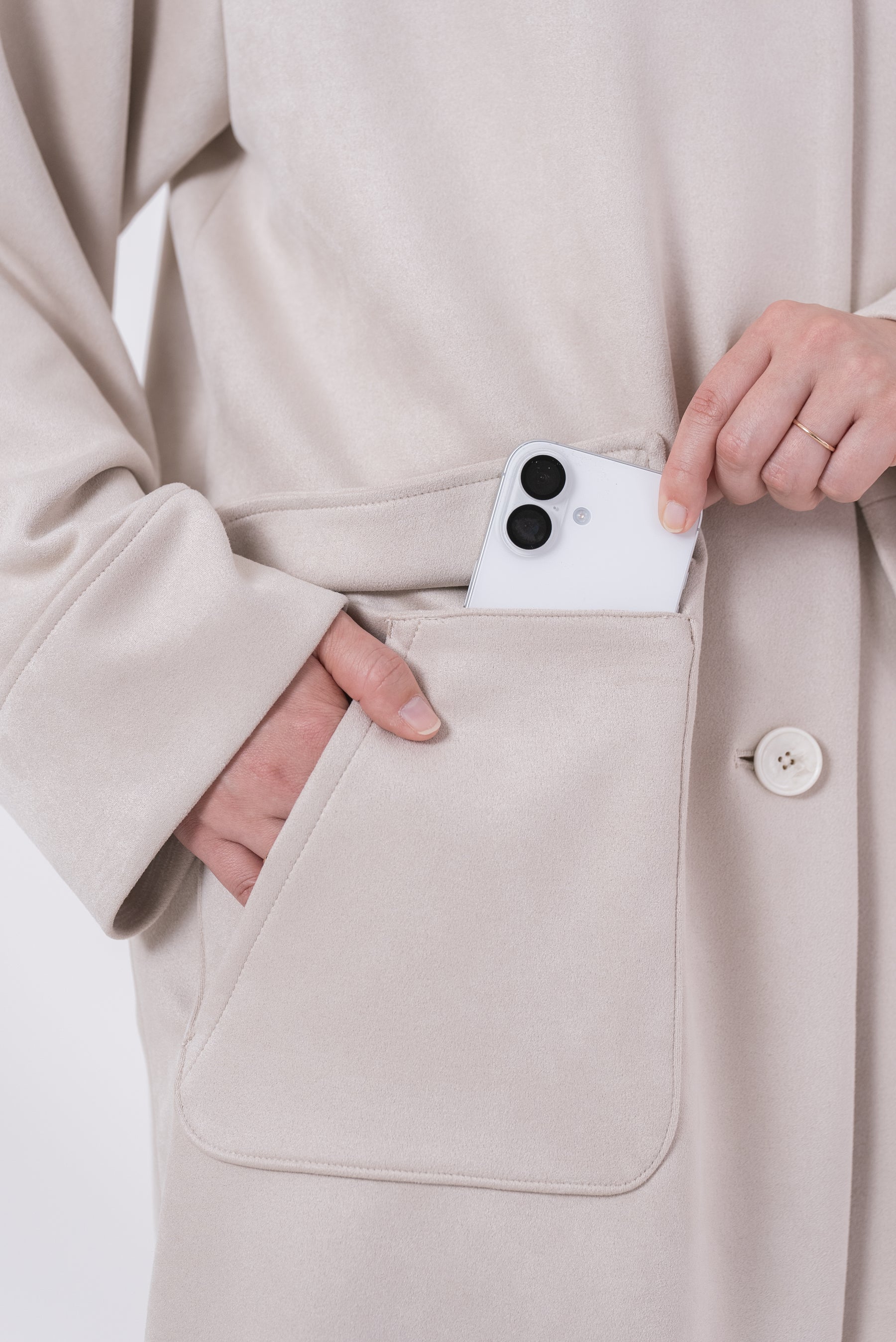 【洗える】エコスエードステンカラーコート