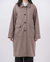 【洗える】エコスエードステンカラーコート(ブラウン即日配送可能)