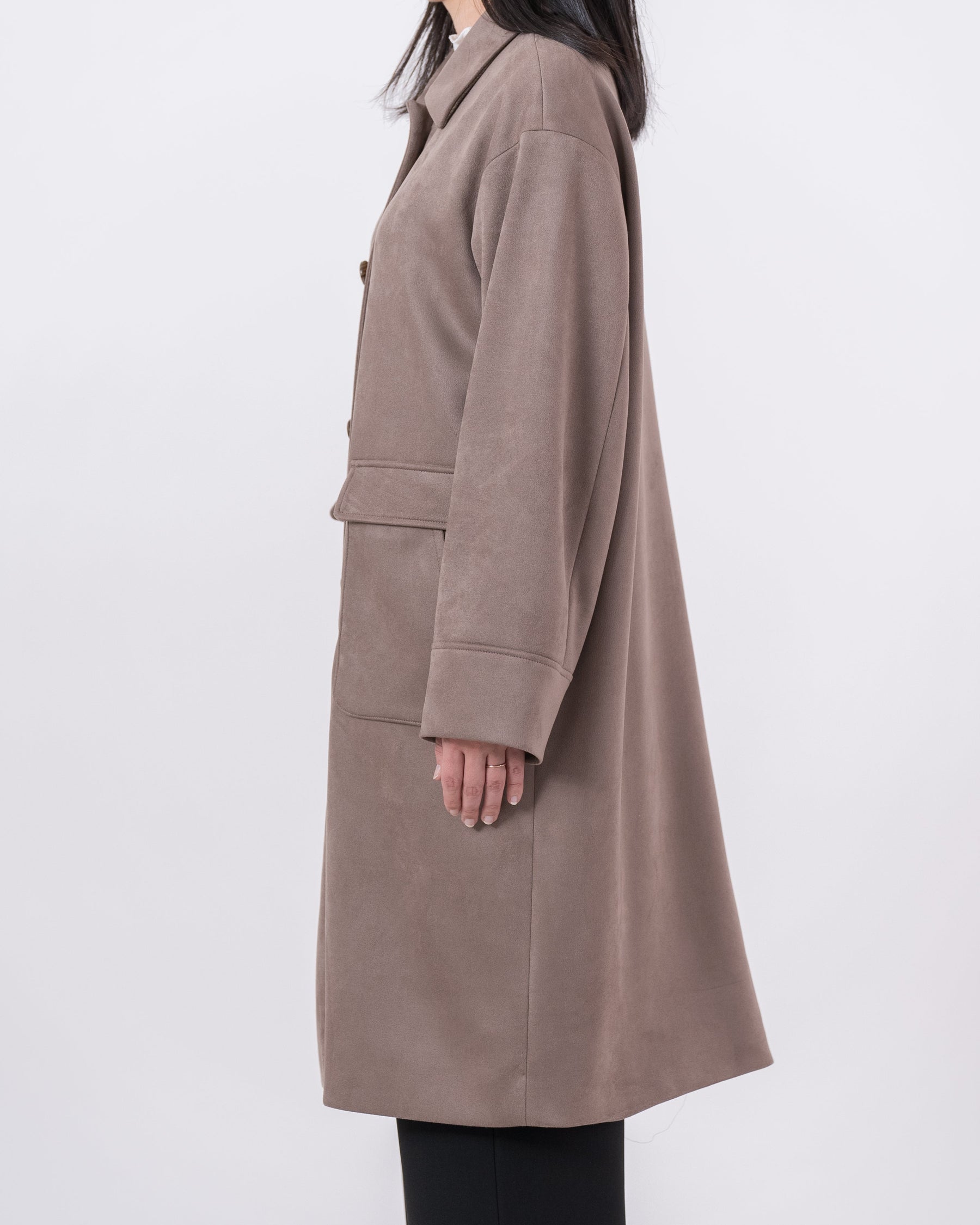 【洗える】エコスエードステンカラーコート