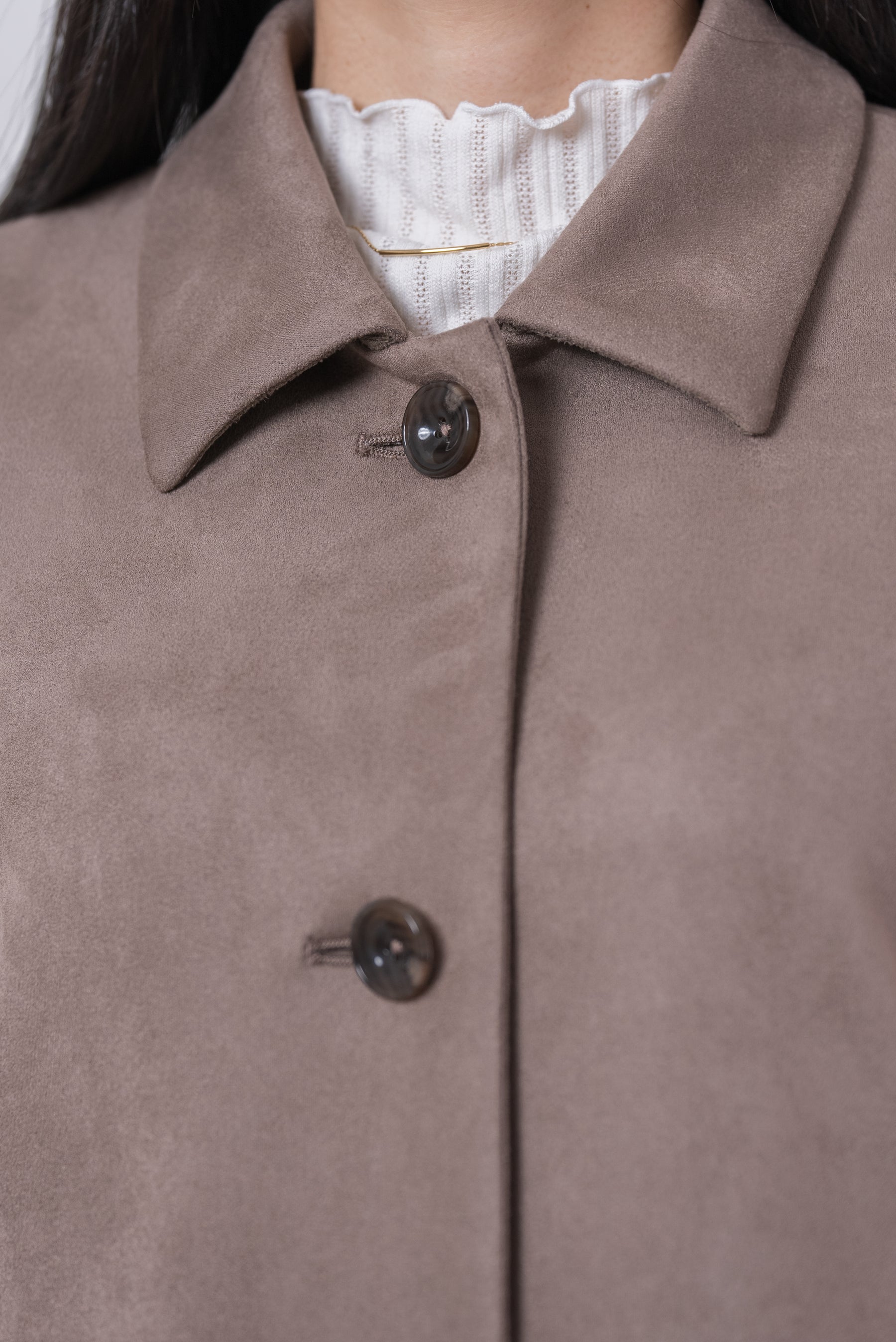 【洗える】エコスエードステンカラーコート