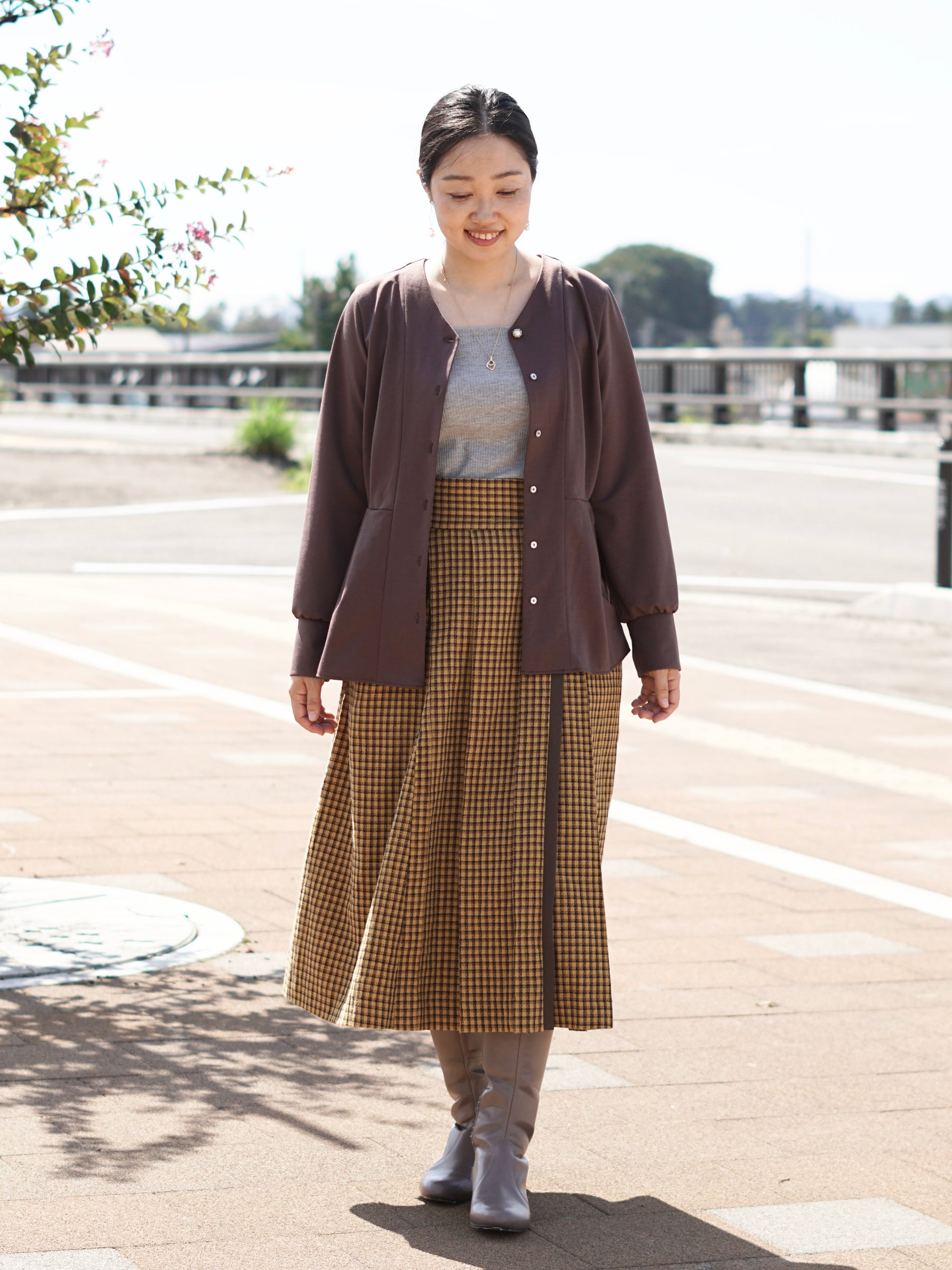 【10月末お届け予定】チェックプリーツ巻きスカート